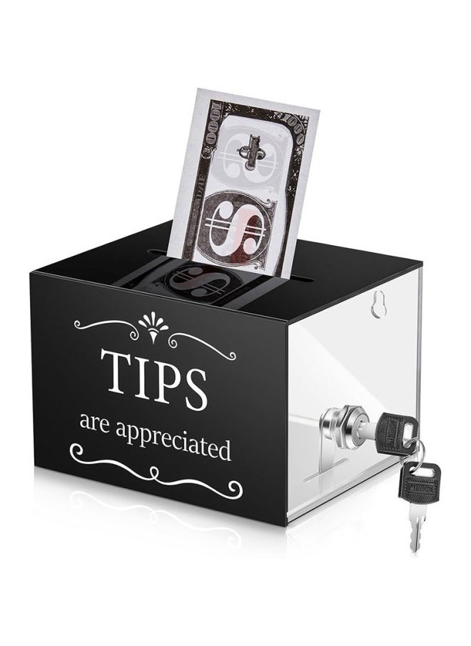 Generic Acrylic Tips Bottle Donation Tips Box Money Storage Container Proposal Box Lottery Cash Box-Color:Gold Mirror With Lock  - Image 2