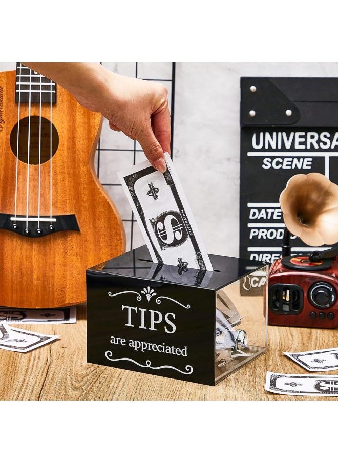 Generic Acrylic Tips Bottle Donation Tips Box Money Storage Container Proposal Box Lottery Cash Box-Color:Gold Mirror With Lock  - Image 3