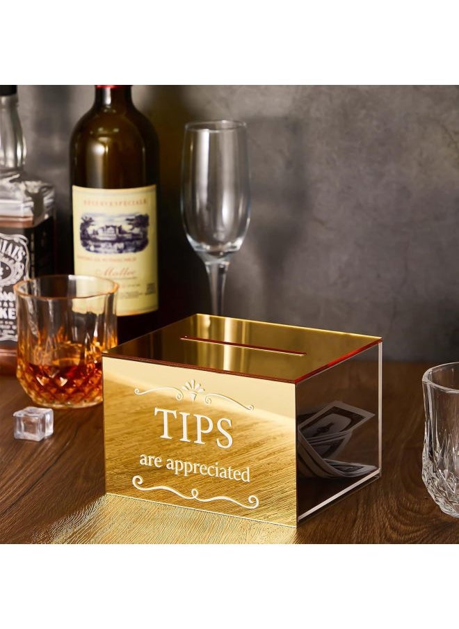 Generic Acrylic Tips Bottle Donation Tips Box Money Storage Container Proposal Box Lottery Cash Box-Color:Gold Mirror With Lock  - Image 4