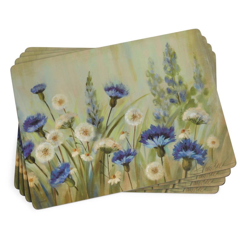Pimpernel Fleur Des Champs Placemats  Set of 4 Rectangular Cork Backed Table Mats with Wildflower Meadow Design  Heat  Stain Resistant Dining Placemats for NatureInspired or Cottagecore Decor