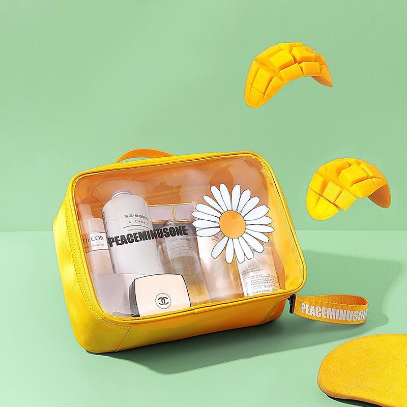 Large Capacity Daisy Cosmetic Toiletry Bag Waterproof PVC - Image 2