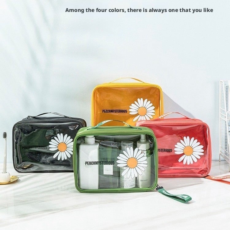 Large Capacity Daisy Cosmetic Toiletry Bag Waterproof PVC - Image 1