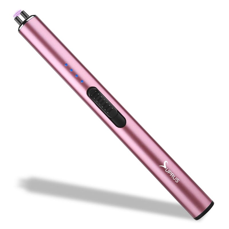 Suprus Electric Lighter Arc Windproof Flameless Usb Rechargeable Lighter With Safety Lock (Pink) - Image 1