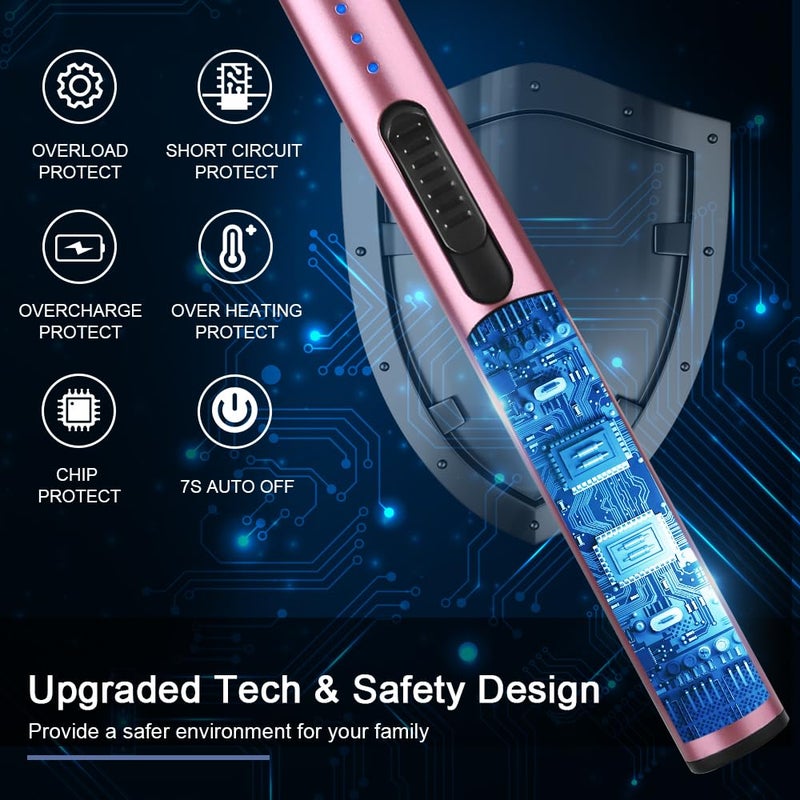 Suprus Electric Lighter Arc Windproof Flameless Usb Rechargeable Lighter With Safety Lock (Pink) - Image 3