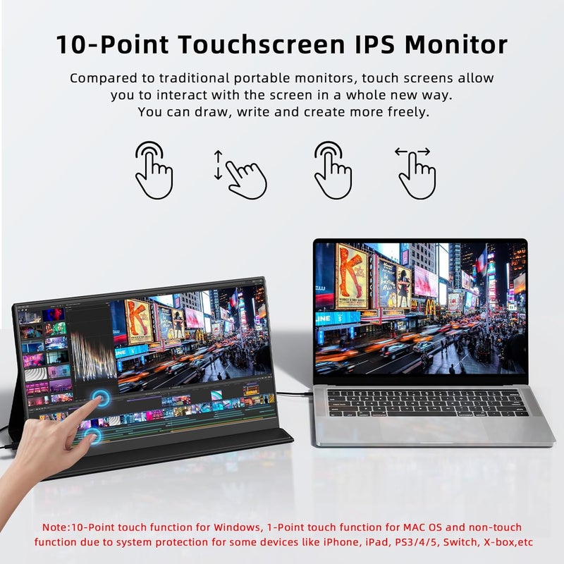 MAGICRAVEN Portable Monitor, 15.6" 1080P Laptop Screen, Lightweight Dual USB C HDMI Second Computer Screen, Gaming Display with Speakers, Travel Monitor for PS4/5 Xbox Switch MAC PC Phone - Image 3