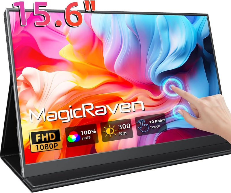 MAGICRAVEN Portable Monitor, 15.6" 1080P Laptop Screen, Lightweight Dual USB C HDMI Second Computer Screen, Gaming Display with Speakers, Travel Monitor for PS4/5 Xbox Switch MAC PC Phone - Image 1