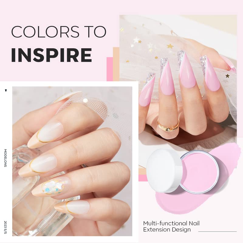 Modelones Acrylic Powder, 6 Colors Transparent Jelly Nude Nail Powder Milky White Pink Nude for Nail Art 3D Nail Carving French Nail Extension, Gifts for Women - Image 3
