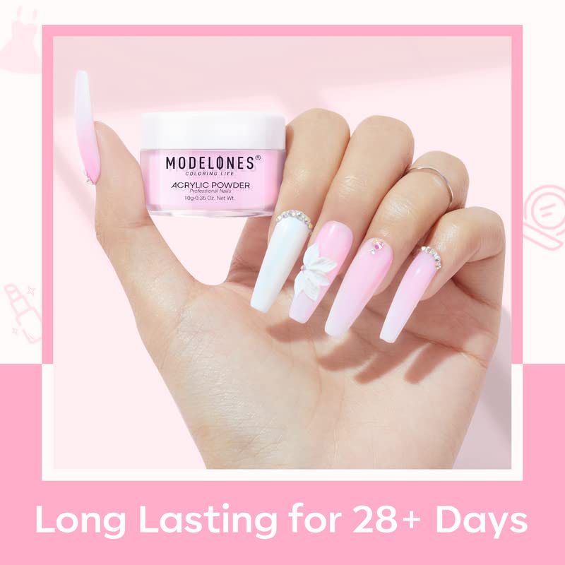 Modelones Acrylic Powder, 6 Colors Transparent Jelly Nude Nail Powder Milky White Pink Nude for Nail Art 3D Nail Carving French Nail Extension, Gifts for Women - Image 5