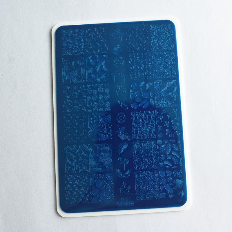Mezerdoo 1Pcs Flamingo Palm Tree Stamping Plate Cute Bird Leaves Summer Theme Stamp Template Tropical Design Overprint Nail Stamp Stencils Large Rectangle Stainless Steel Nail Stamping Plates - Image 2
