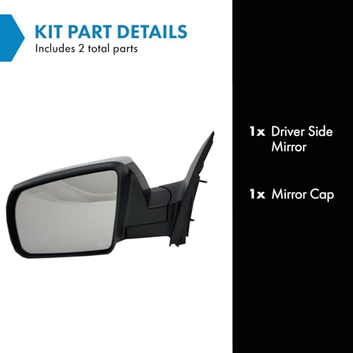 TRQ Left Mirror Mirror Cap Manual with Chrome Cover Drivers Side Compatible with 2008-2013 Toyota Sequoia 2007-2013 Tundra - Image 2