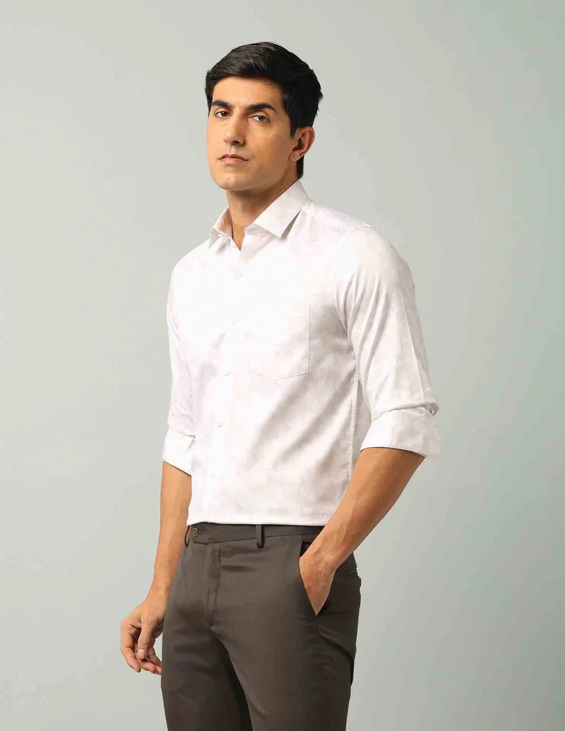 Arrow Beige Geometric Printed Regular Shirt for Men | Best Price UAE