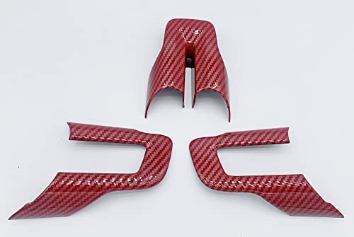 KDFUHRUI Steering Wheel Cover Trim for Ford Mustang Accessories 2015 2016 2017 2018 2019 2020 2021 2022 2023， Car Interior Accessories，Carbon Fiber (Red Carbon Fiber) - Image 2