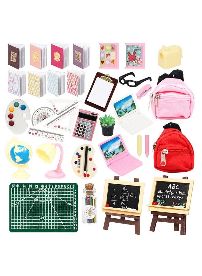 SOTOGO 34 Pieces Doll House School Supplies Mini School Accessories Dollhouse Toy Home Miniature Model Diy Doll Accessories - Image 1