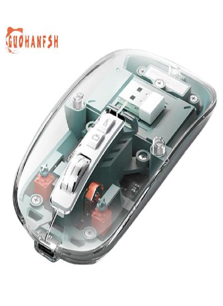 Eckek - Computer Mouse Plug And Play Quiet Shaft Four DPI Three-mode Connection Computer Control Compact Wireless Bluetooth-compatible Mouse - Image 1
