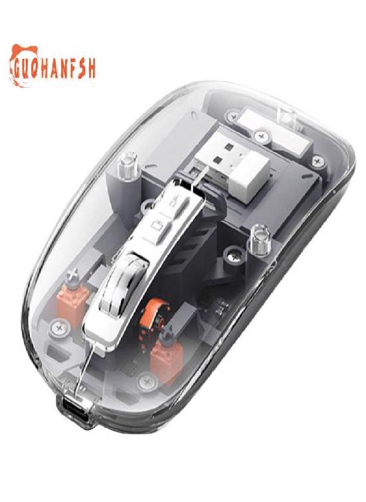 Eckek - Computer Mouse Plug And Play Quiet Shaft Four DPI Three-mode Connection Computer Control Compact Wireless Bluetooth-compatible Mouse - Image 1
