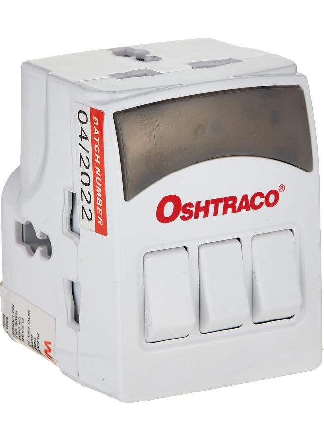 OSHTRACO 3 Way Individual Switched Universal Plug Input Adaptor for use across Household and Offices ESMA Certified - Image 1