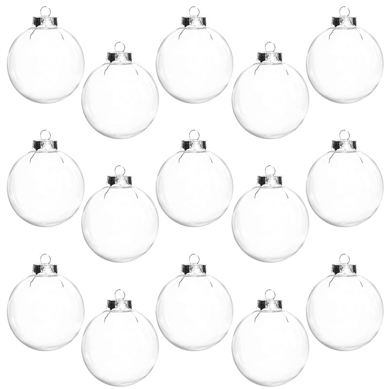 15 Pcs DIY Clear Plastic Fillable Balls Ornament 236Inch Transparent Ornaments Shatterproof Christmas Balls for Christmas Halloween Birthday Wedding Decor DIY Crafts Decorations 60 mm