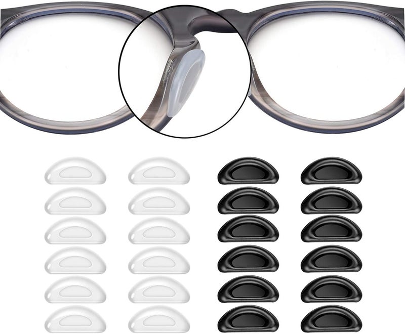 SMARTTOP Adhesive Nose Pad, 20 Pairs Eyeglass Nose Pads Stick On Silicone Anti-Slip for Glasses Sunglasses Thin Nose Pads Eyeglasses (10-Black & 10-Clear) - Image 1