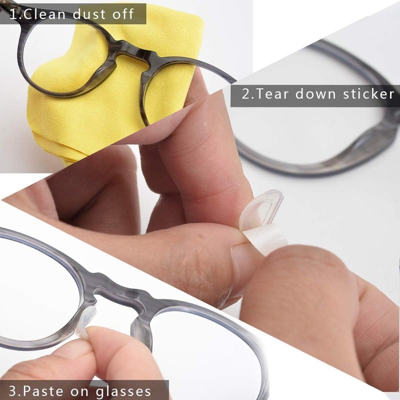 SMARTTOP Adhesive Nose Pad, 20 Pairs Eyeglass Nose Pads Stick On Silicone Anti-Slip for Glasses Sunglasses Thin Nose Pads Eyeglasses (10-Black & 10-Clear) - Image 2