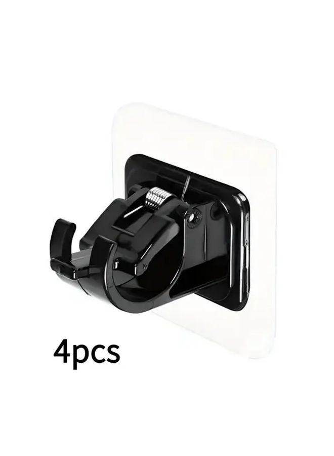 4 قطع من خطافات قضبان الستائر اللاصقة غير المثقبة، ومشابك تعليق قابلة للتلسكوب لتثبيت الحائط - Image 1