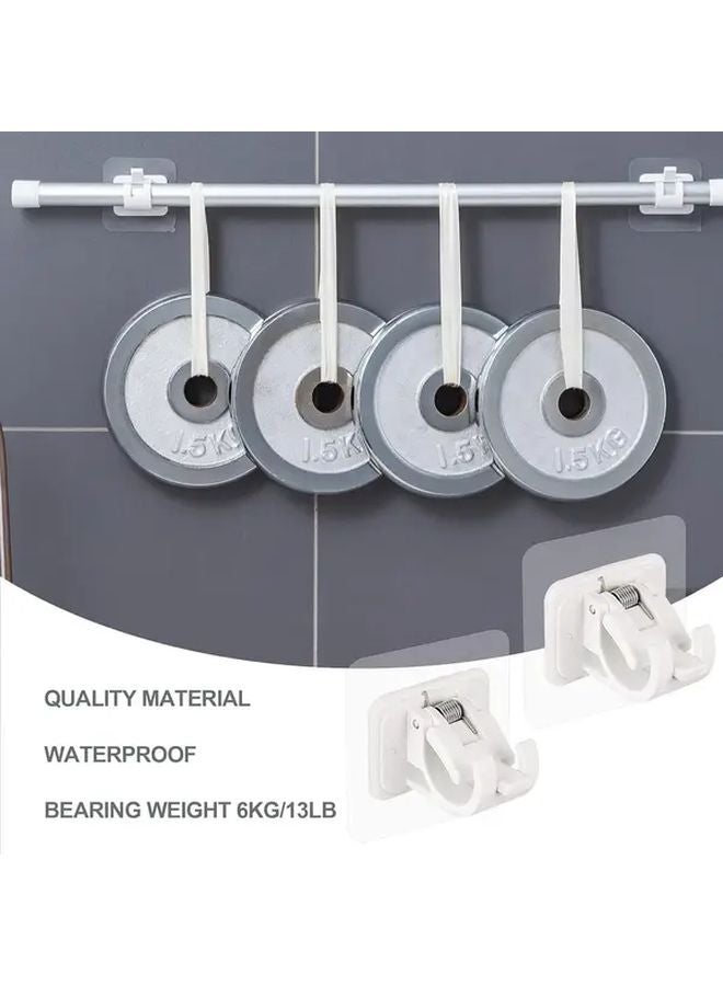 4 قطع من خطافات قضبان الستائر اللاصقة غير المثقبة، ومشابك تعليق قابلة للتلسكوب لتثبيت الحائط - Image 5