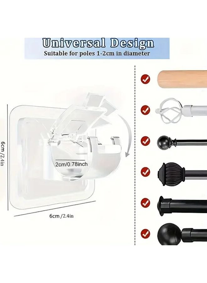 4 قطع من خطافات قضبان الستائر اللاصقة غير المثقبة، ومشابك تعليق قابلة للتلسكوب لتثبيت الحائط - Image 4