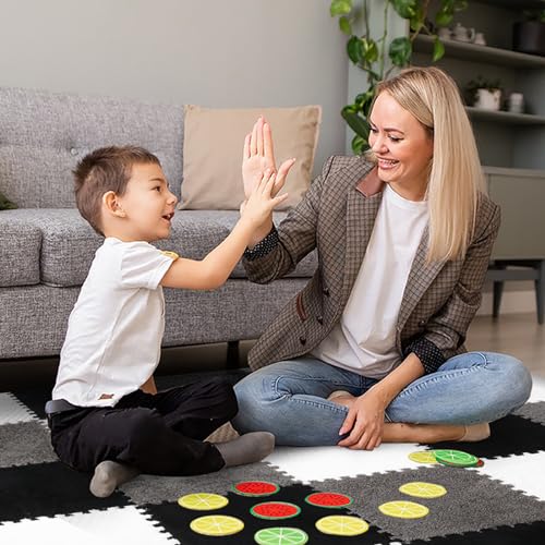 ZENOWICK 36 Pcs Plush Interlocking Carpet Tiles, Non-Toxic Foam Carpet Tiles for Toddler Baby, Machine-Washable, Anti-Slip, EVA Foam Interlocking Tiles for Floor, Nursery, Playroom, Grey White Black - Image 3