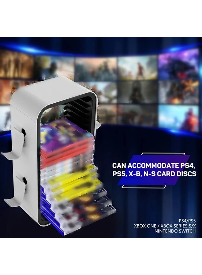 برج تخزين الألعاب الأزرق لـ PS5 وPS4 وXbox وSwitch منظّم ثنائي الوظيفة بحامل للأقراص وحامل للوحات التحكم - Image 5