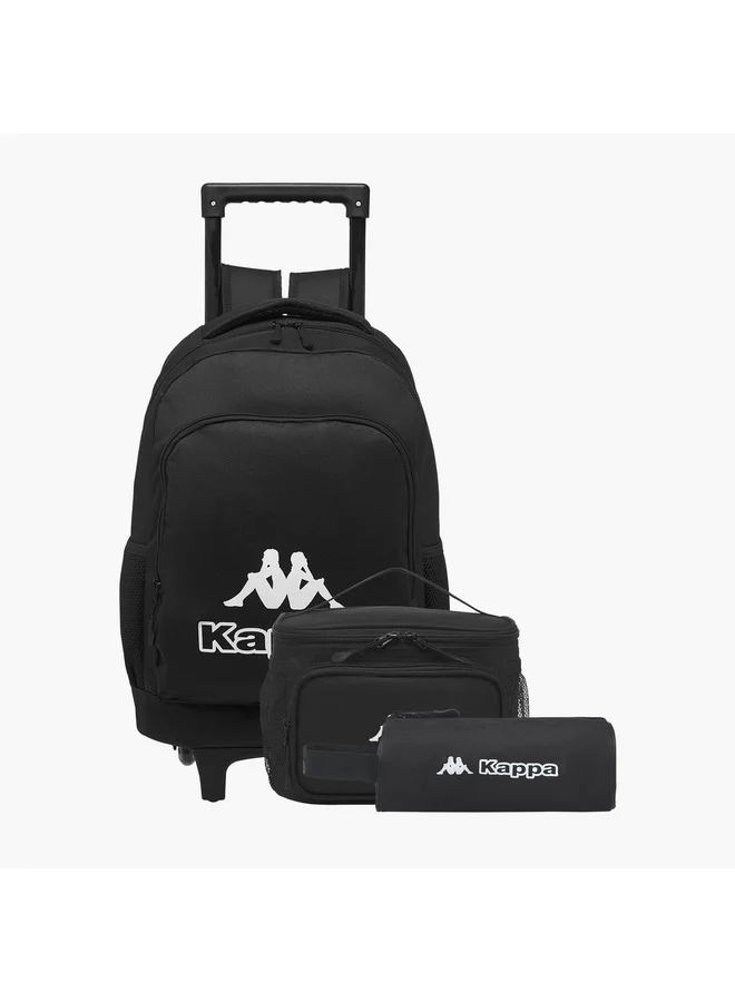 Kappa Boys Logo Print 3-Piece Trolley School Backpack Set - 45x20x30 cm