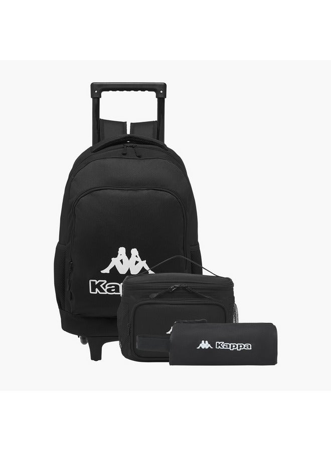 Kappa Boys Logo Print 3-Piece Trolley School Backpack Set - 45x20x30 cm  - Image 1