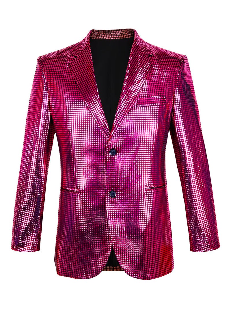 Nawgut Sequin Blazer Metallic Slim Suit 2 Piece Set Disco Prom Shiny Outfit Wedding Party Banquet Fashion Jacket Pant for Mens Adult-XX-Large - Image 5