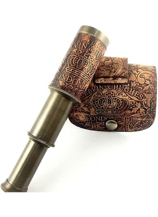 NAUTICALMART Nautical Handheld Pirate Brass Telescope With Box/Case Sailor Home Decor Pirate Captain Boat Gift (6" Kelvin & Hughes) Pirate Spyglass Brass Collapsible Hand Telescope Pirate Collectible & Decor  - Image 4