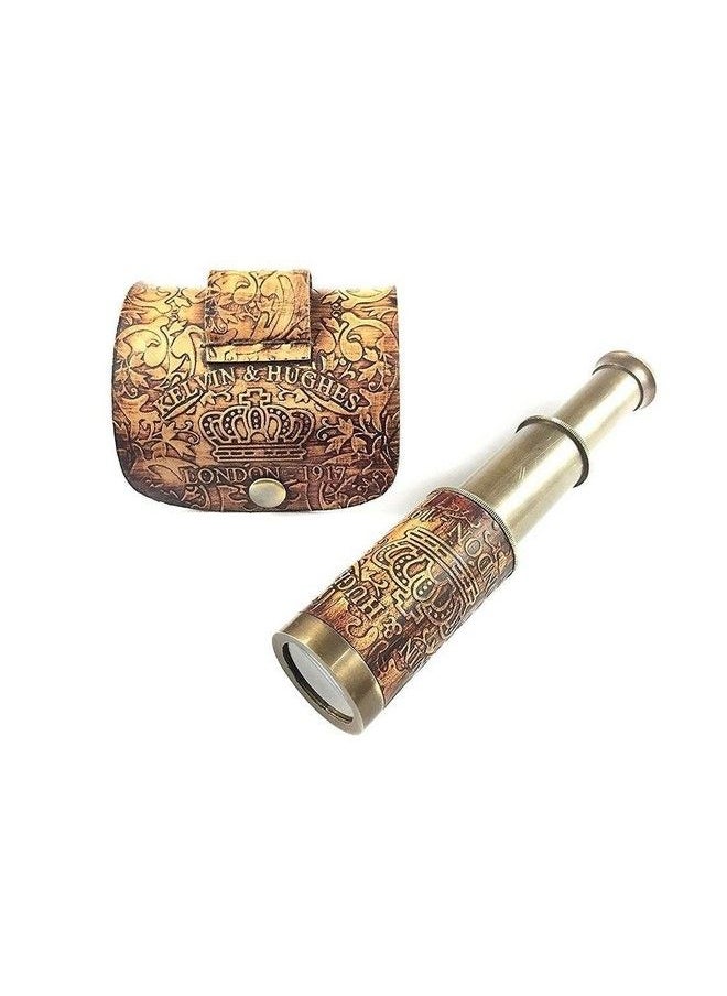 NAUTICALMART Nautical Handheld Pirate Brass Telescope With Box/Case Sailor Home Decor Pirate Captain Boat Gift (6" Kelvin & Hughes) Pirate Spyglass Brass Collapsible Hand Telescope Pirate Collectible & Decor  - Image 2