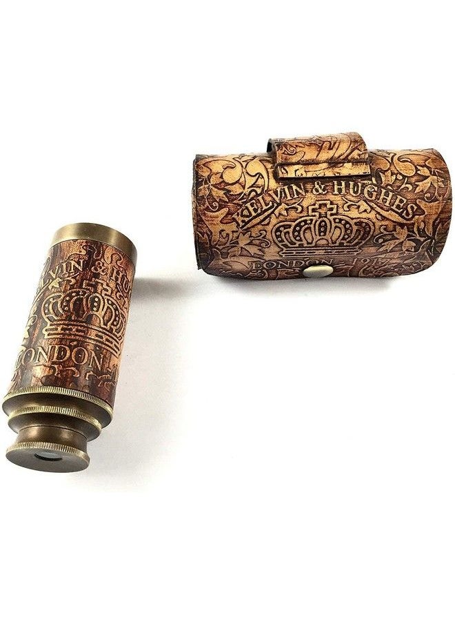 NAUTICALMART Nautical Handheld Pirate Brass Telescope With Box/Case Sailor Home Decor Pirate Captain Boat Gift (6" Kelvin & Hughes) Pirate Spyglass Brass Collapsible Hand Telescope Pirate Collectible & Decor  - Image 5