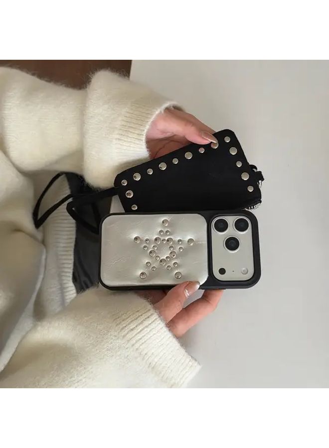 غلاف هاتف أسود فضي نجمي بغطاء أزرار لهاتف iPhone 16 Pro Max - Image 3