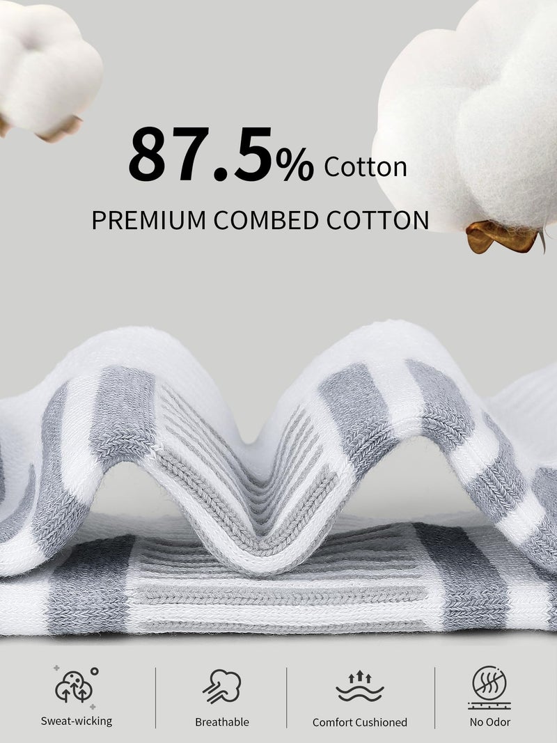 Airacker Athletic Running Ankle Cotton Socks, Low Cut Cushioned Performance Anti-Blister Tab Sports Socks for Men Women 6 Pairs - Image 5
