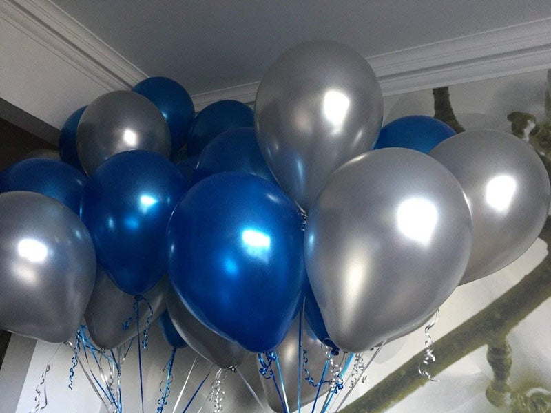HEMITO Premium Metallic Latex Balloons Pack of 50 Blue and Silver Balloons for Decoration (Blue, Silver, Pack of 50) - Image 4
