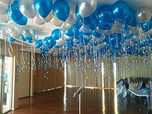 HEMITO Premium Metallic Latex Balloons Pack of 50 Blue and Silver Balloons for Decoration (Blue, Silver, Pack of 50) - Image 2