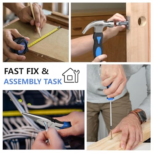 CRAFTZONE 21-Piece Basic Household Hand Tool Kit,Home Repair Tool Set Bag for Dorm/Office/DIY/Desk/Apartment(Blue) - Image 3