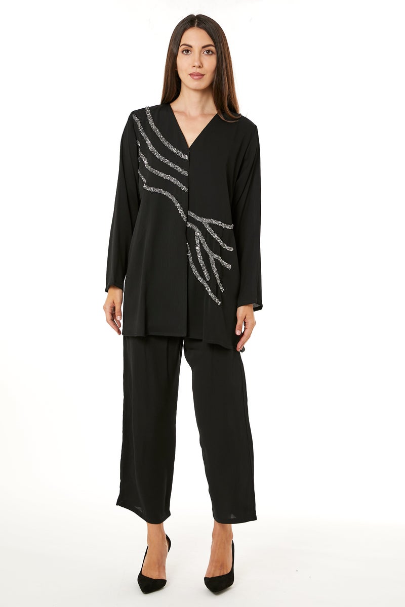 Moistreet V-Neck Top & Pant Set - Image 2