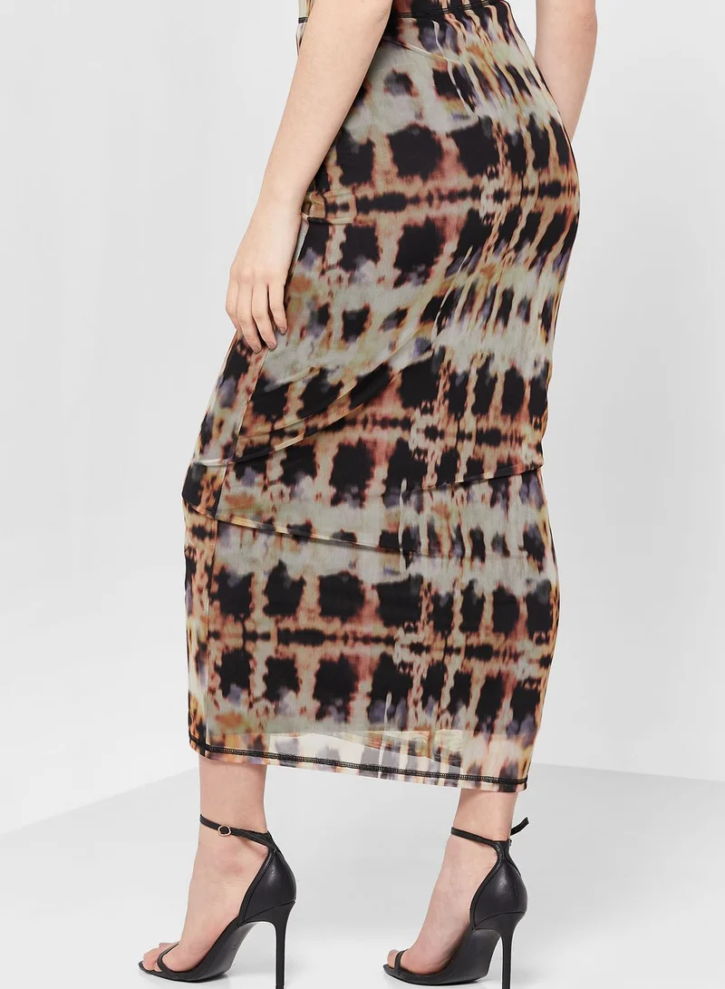 TOPSHOP High Waist Contrast Detail Skirt
