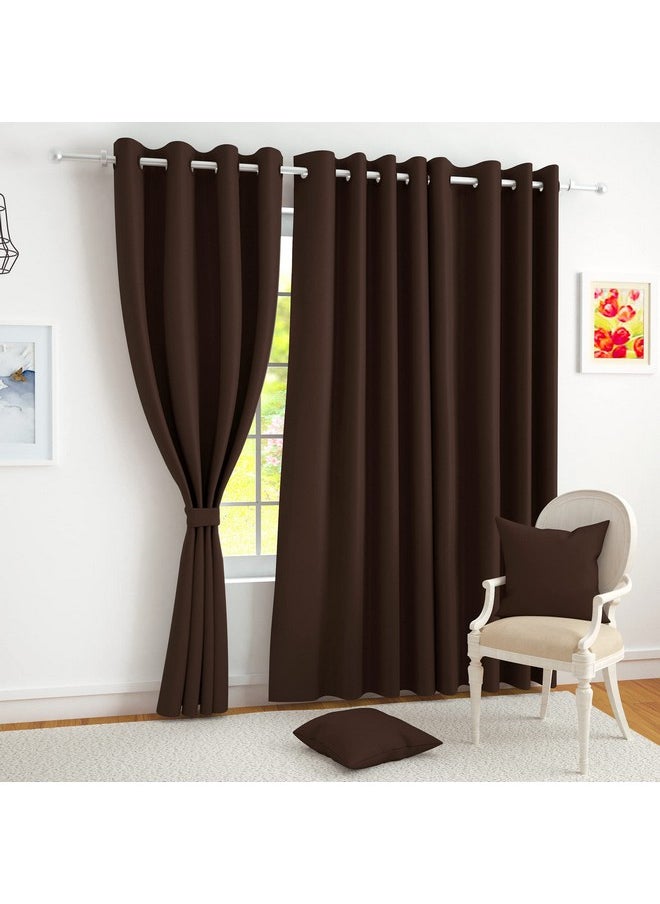 Story@Home Story@Home Blackout Long Door Curtain 9 Feet Set of 2 | Plain Design | Thermal Insulated Curtains | Room Darkening | Curtains for Living Room | (116 x 275 cm, Dark Brown) | Perfect for Home Decor  - Image 1