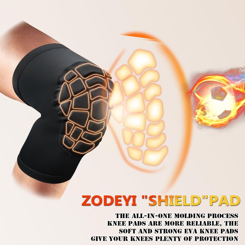 ZODEYI Wrestling Knee Pads Short Knee Sleeve, 2 Pcs Knee Compression Sleeve for Football, Basketball, Volleyball(Black_M_2 Pcs) - Image 5