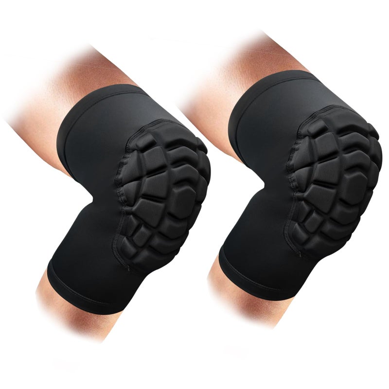 ZODEYI Wrestling Knee Pads Short Knee Sleeve, 2 Pcs Knee Compression Sleeve for Football, Basketball, Volleyball(Black_M_2 Pcs) - Image 1