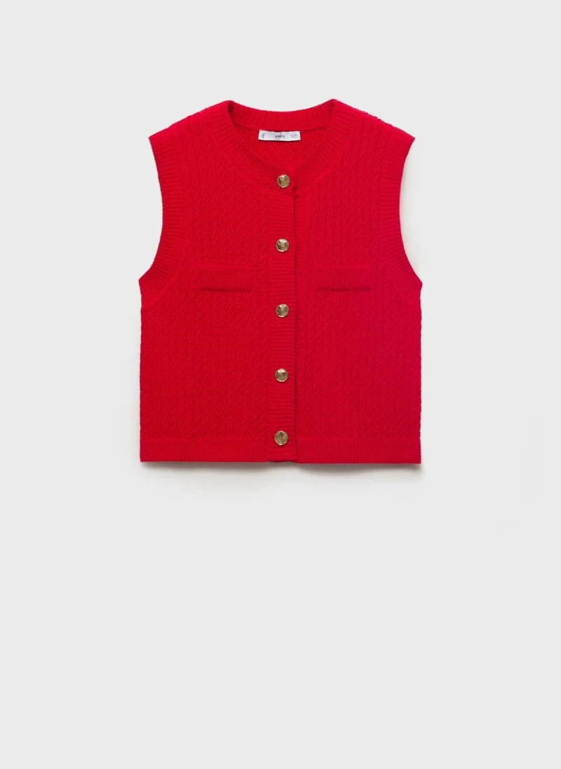MANGO Chunky-Knit Waistcoat With Buttons