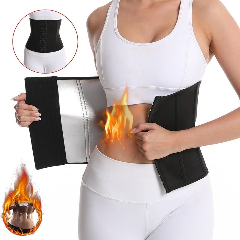 Bluejw Women's Waist Trainer Sauna Belt - Waist Trimmer Tensioner for Shaping & Slimming, Silvery - Image 3