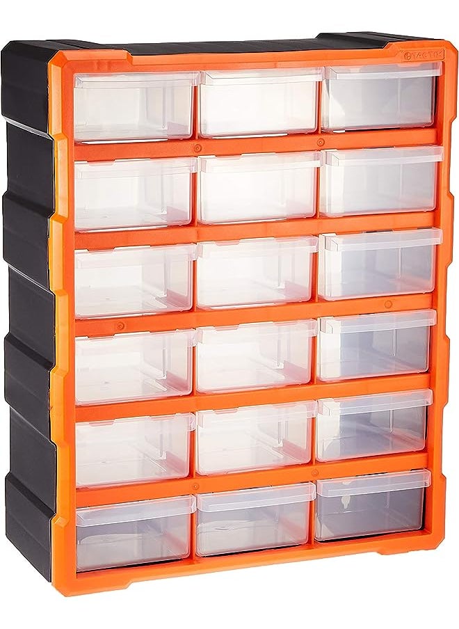 Tactix 18-drawers Storage Bin, Black And Orange Ttx-320634  - Image 1