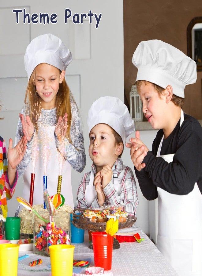 IAGBIBUI Kids Apron and Chef Hat Set, 24 Pieces Boys Girls Kids Apron with 2 Pockets Adjustable for Cooking Classroom Baking Painting, 6-13 Years, White - Image 4