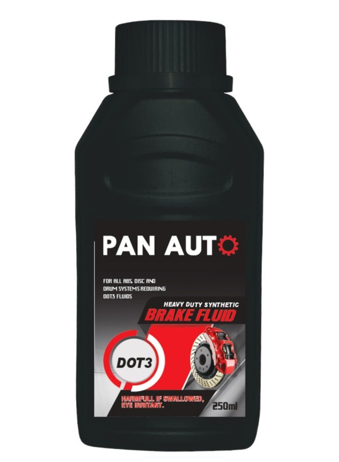Pan Auto Heavy Duty Synthetic Brake Fluid DOT 3, 250ml – Suitable for ABS, Disc, and Drum Brake Systems - Image 1