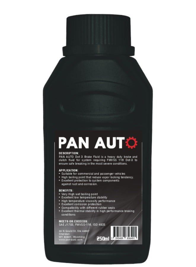 Pan Auto Heavy Duty Synthetic Brake Fluid DOT 3, 250ml – Suitable for ABS, Disc, and Drum Brake Systems - Image 2